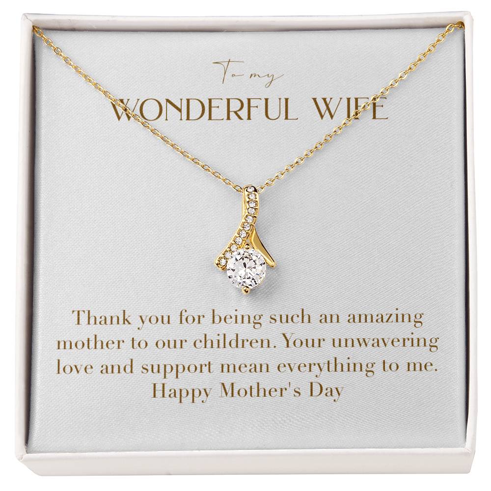 Enchanting Elegance Ribbon Necklace - Thank You For Being Such an Amazing Mother To Our Children