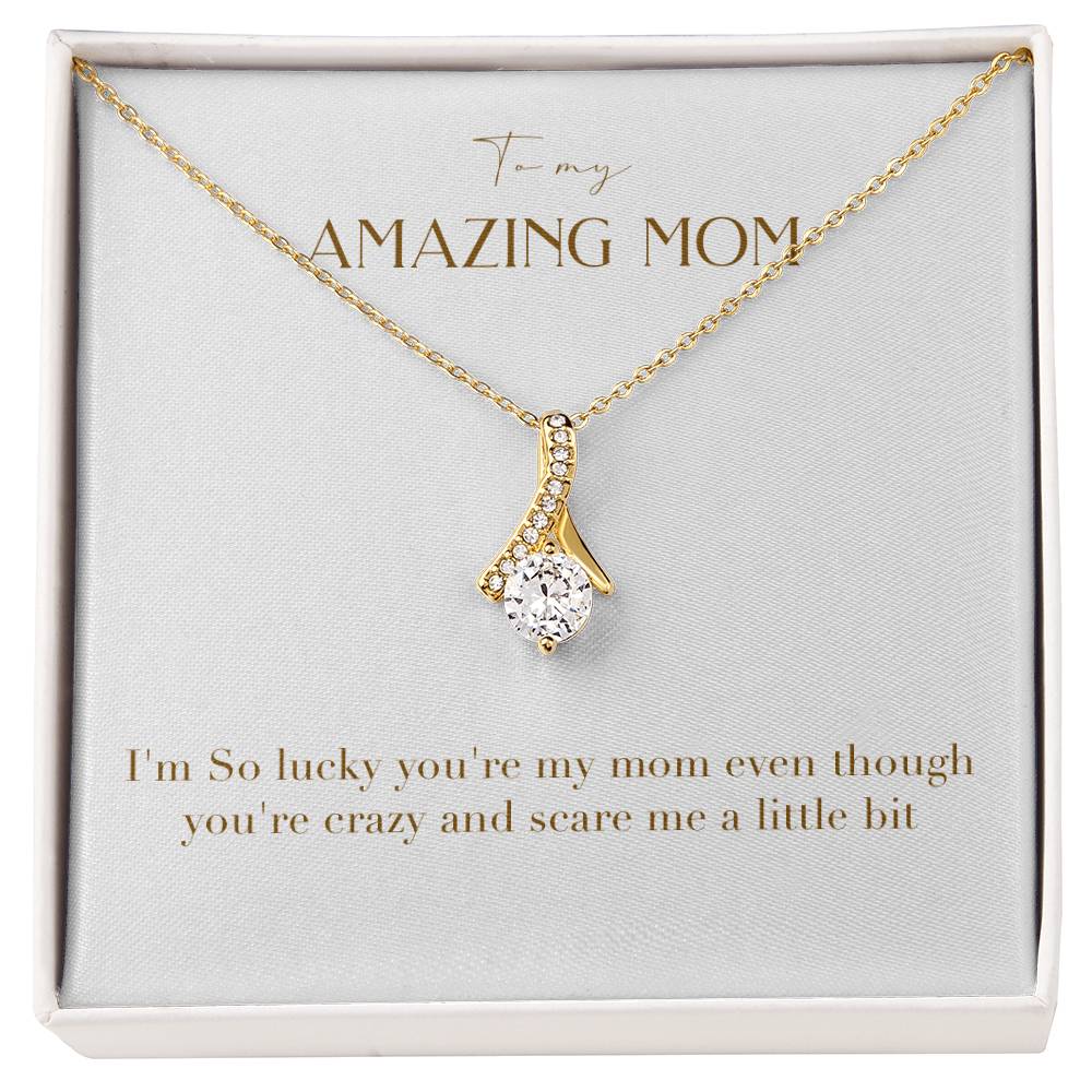 Enchanting Elegance Ribbon Necklace - I'm So Lucky You Are My Mom