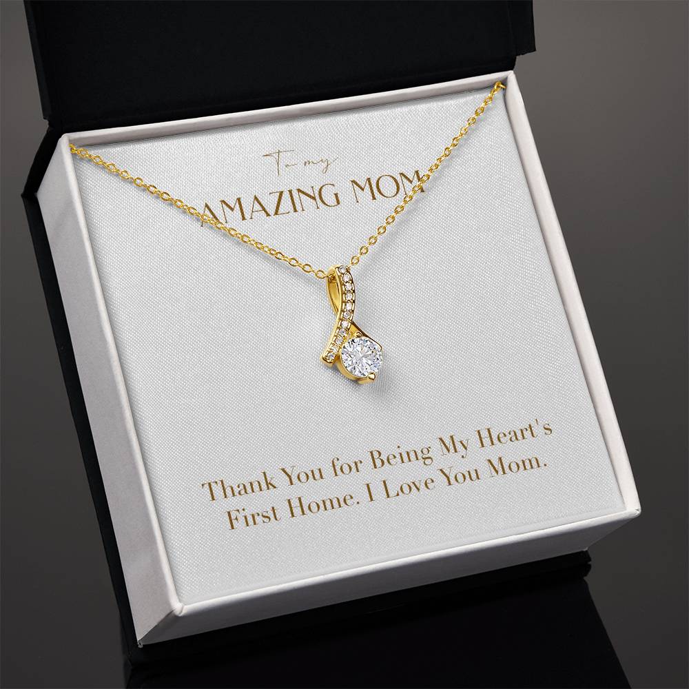 Enchanting Elegance Ribbon Necklace - Thank You For Being My Heart's First Home