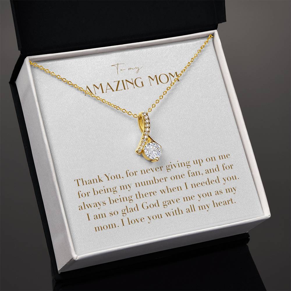 Enchanting Elegance Ribbon Necklace - Thank You for Never Giving Up On Me