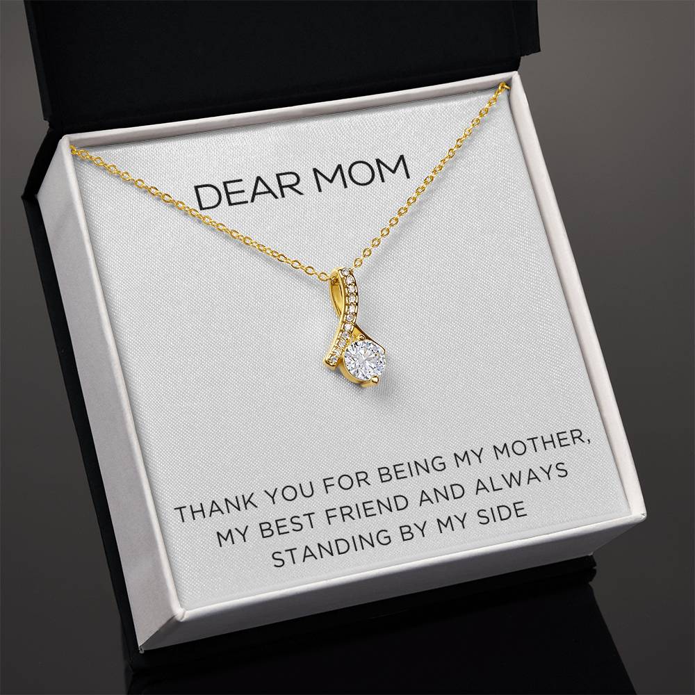 Enchanting Elegance Ribbon Necklace - Dear Mom Thank You for Being my Mother - Classic Design