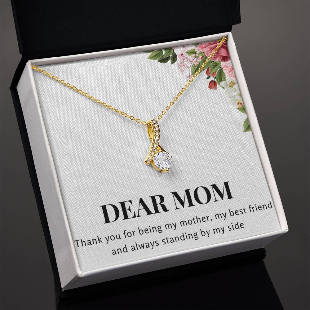 Enchanting Elegance Ribbon Necklace - Dear Mom Thank You for Being my Mother