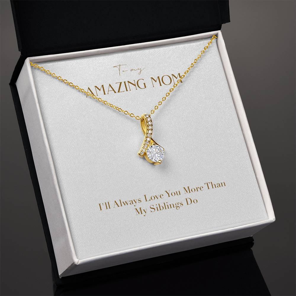 Enchanting Elegance Ribbon Necklace - I'll Always Love You More Than My Siblings Do