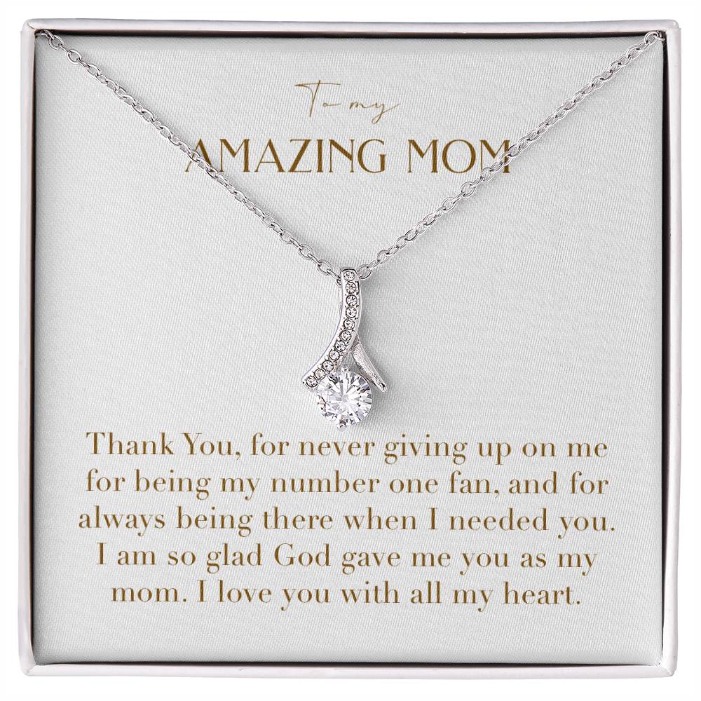 Enchanting Elegance Ribbon Necklace - Thank You for Never Giving Up On Me