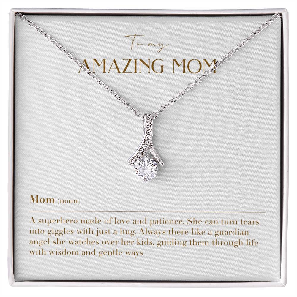 Enchanting Elegance Ribbon Necklace - Mom a Superhero Made of Love and Patience