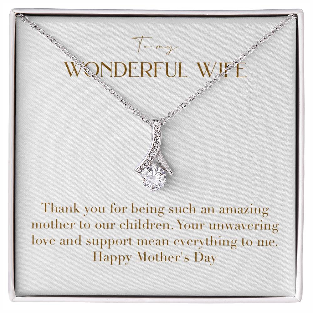 Enchanting Elegance Ribbon Necklace - Thank You For Being Such an Amazing Mother To Our Children