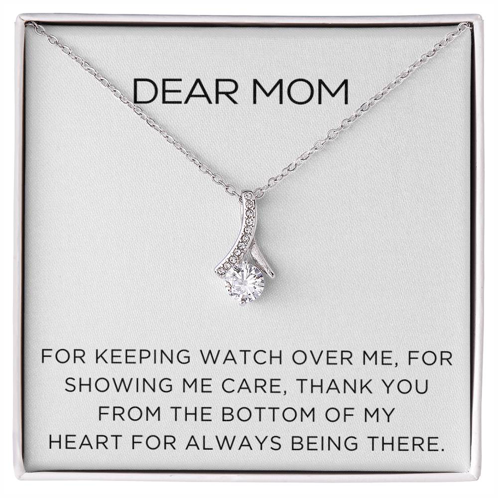 Enchanting Elegance Ribbon Necklace - Dear Mom For Keeping Watch Over Me - Classic Design