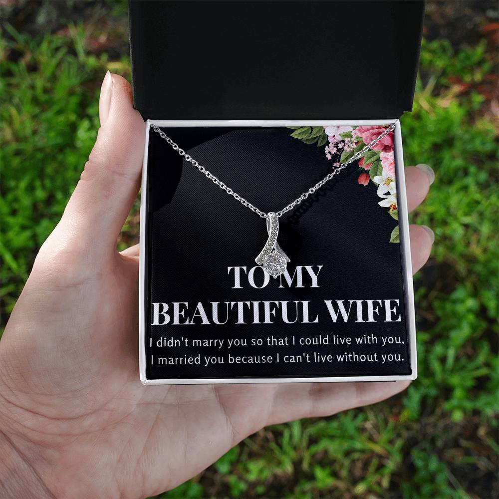 Enchanting Elegance Ribbon Necklace - To My Beautiful Wife