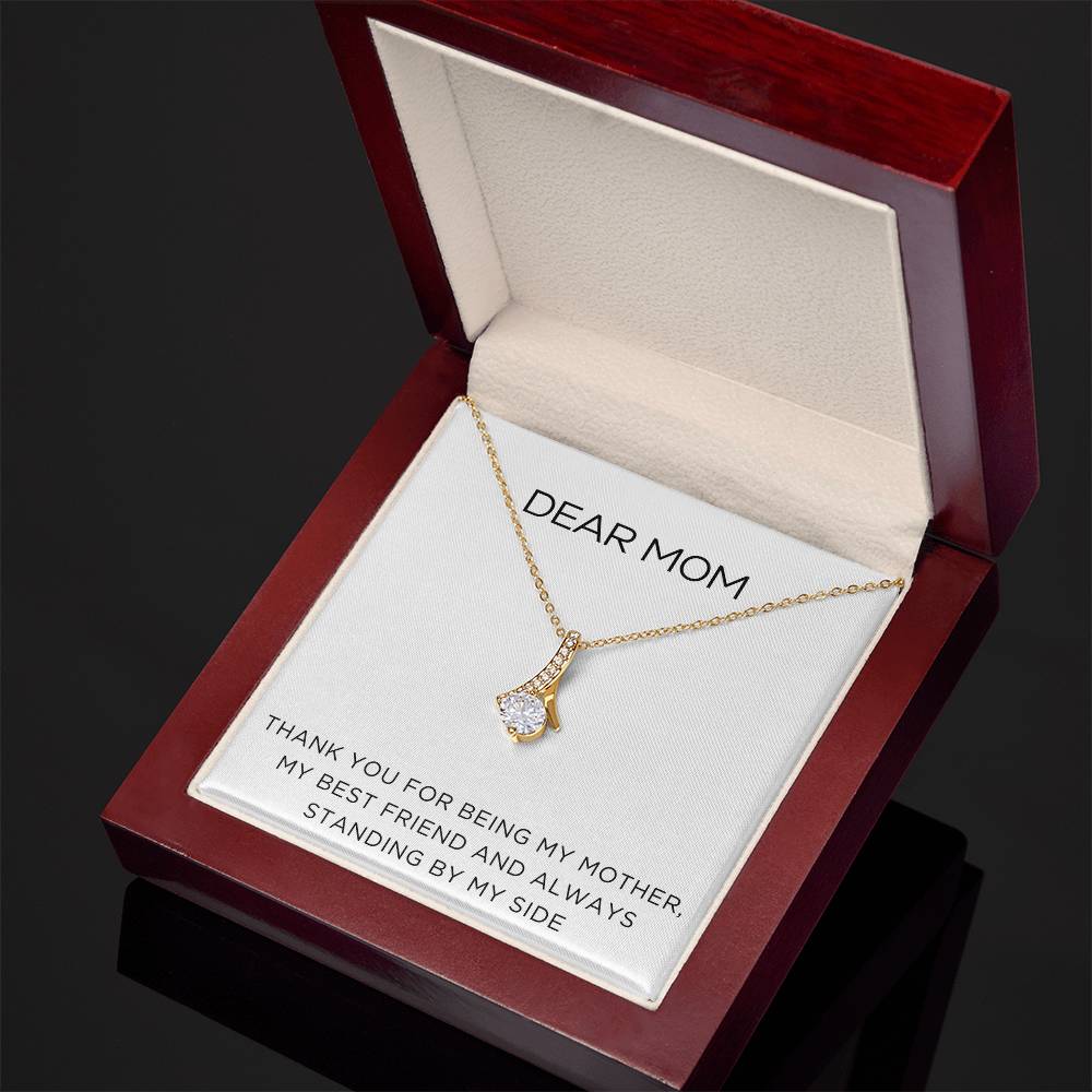 Enchanting Elegance Ribbon Necklace - Dear Mom Thank You for Being my Mother - Classic Design