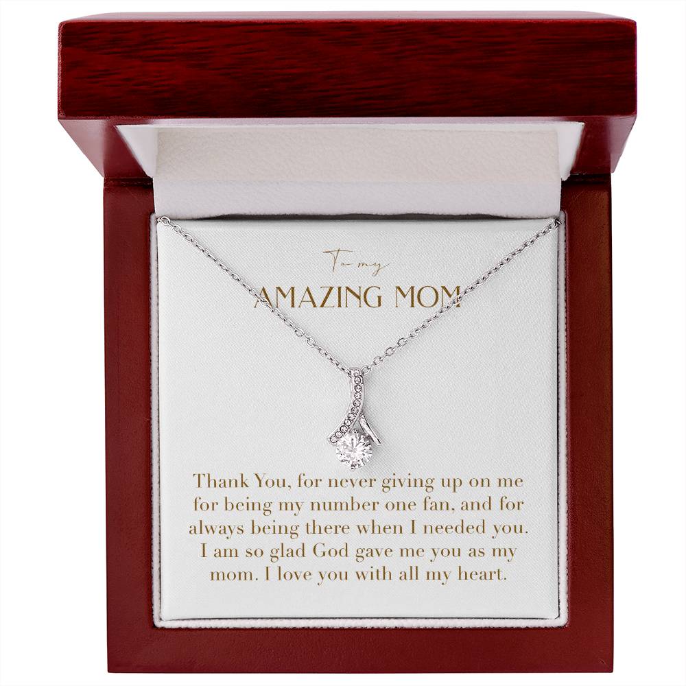 Enchanting Elegance Ribbon Necklace - Thank You for Never Giving Up On Me