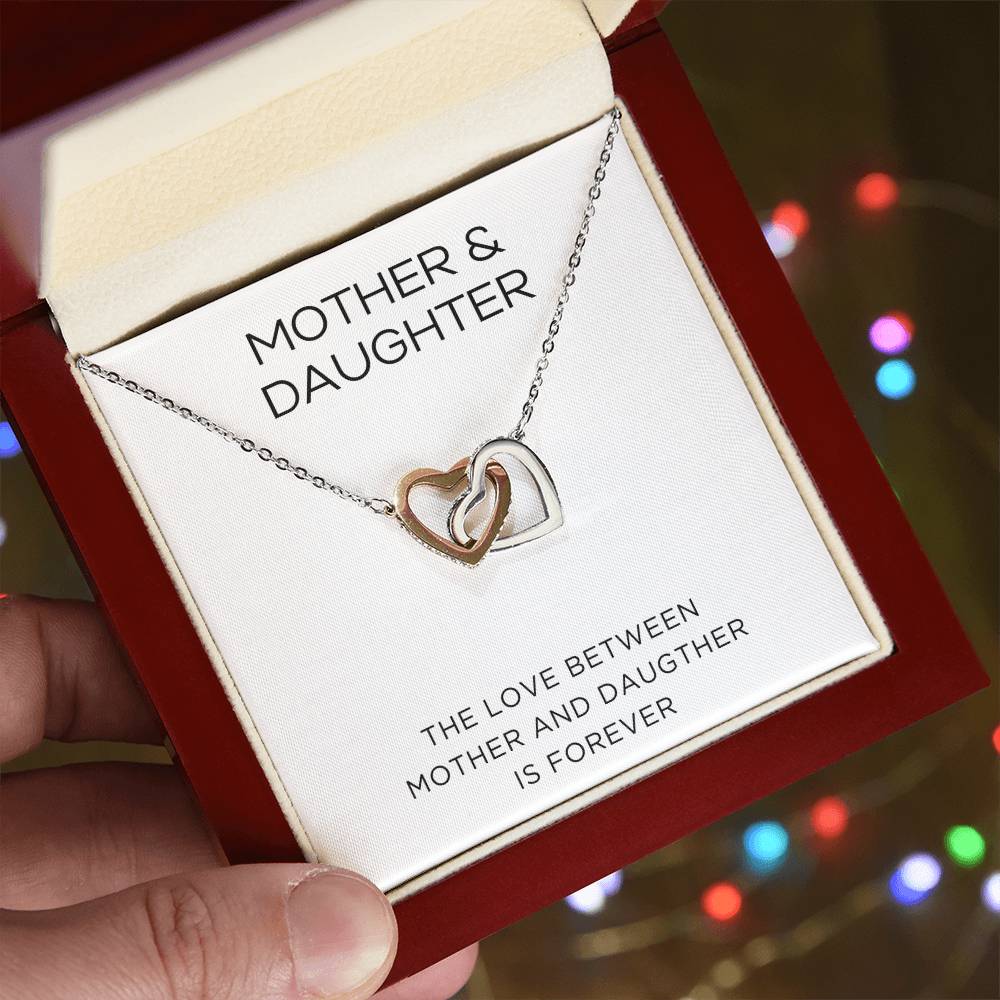 Interlocked Hearts Necklace - The Love Between Mother and Daughter - Classic Design