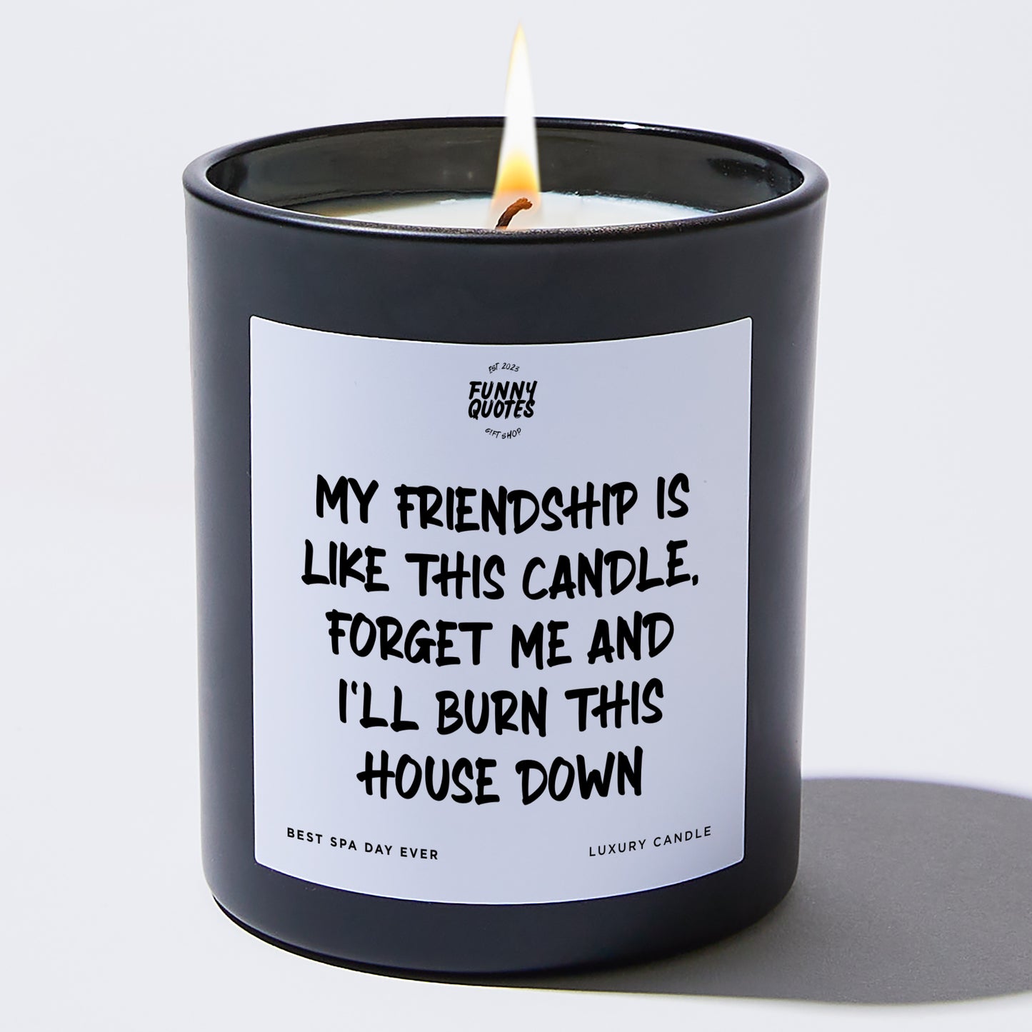 Fun Gift for Friends - My Friendship Is Like This Candle! Forget Me And I'll Burn This House Down - Candle