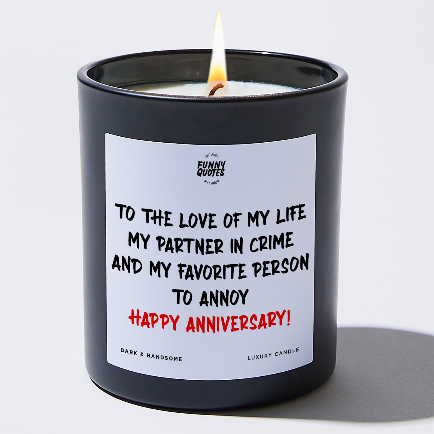 Anniversary Present - To the Love of My Life, My Partner in Crime, and My Favorite Person to Annoy – Happy Anniversary! - Candle